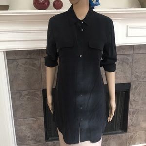 Equipment Silk Slim Signature Dress Shirt Black SZ S